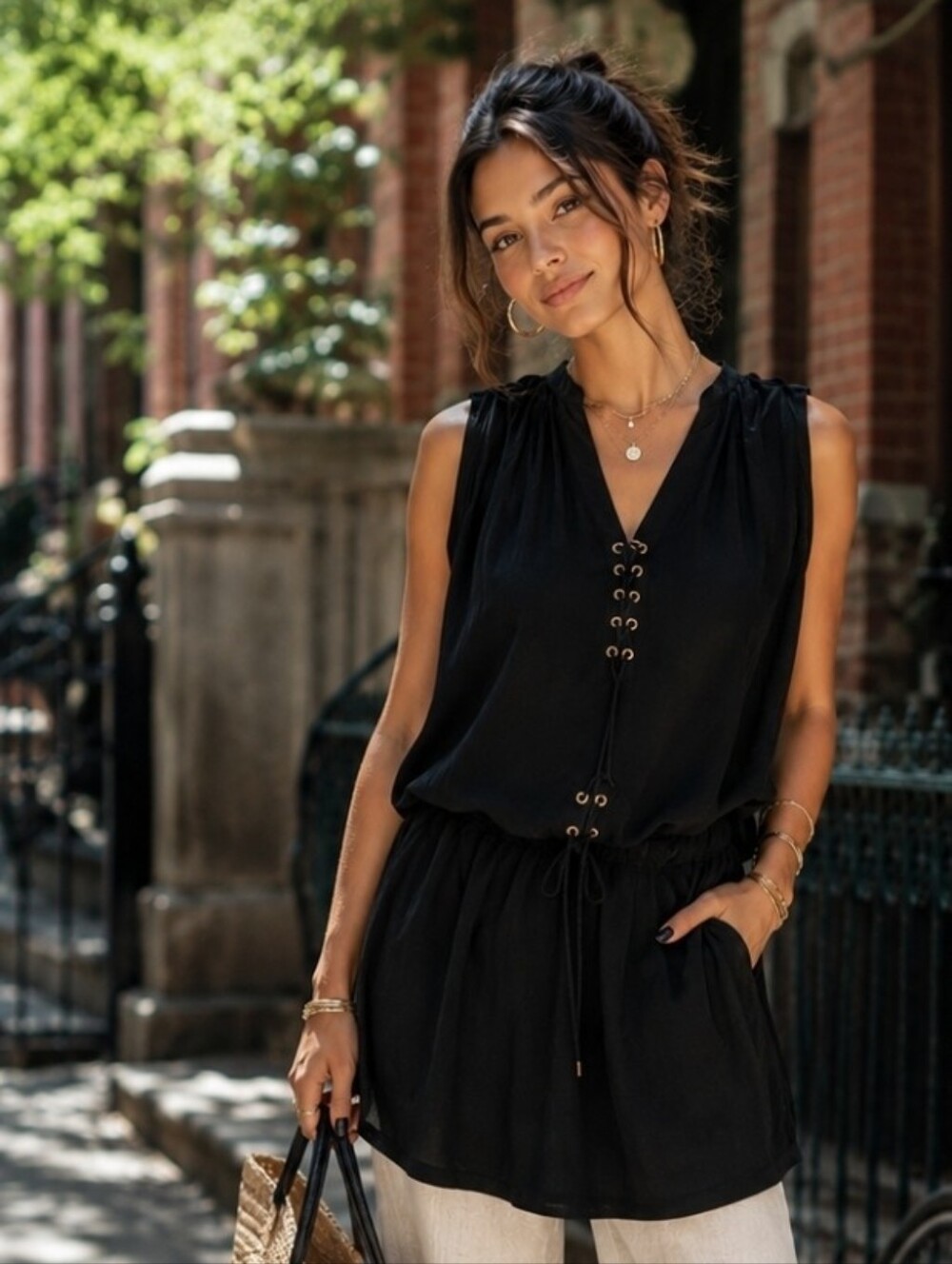 Leifsdottir Anthropologie Size 6 100% Silk Black Tunic top / dress